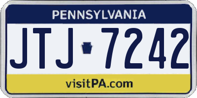 PA license plate JTJ7242