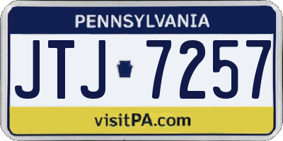 PA license plate JTJ7257