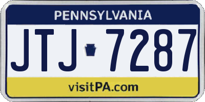 PA license plate JTJ7287