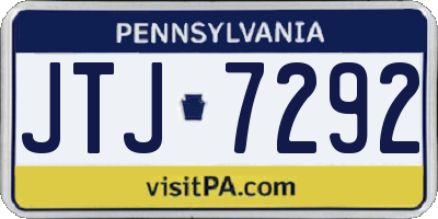 PA license plate JTJ7292