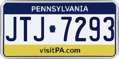 PA license plate JTJ7293
