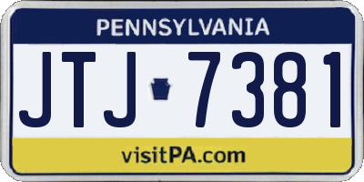 PA license plate JTJ7381
