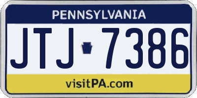 PA license plate JTJ7386
