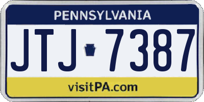 PA license plate JTJ7387