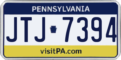 PA license plate JTJ7394