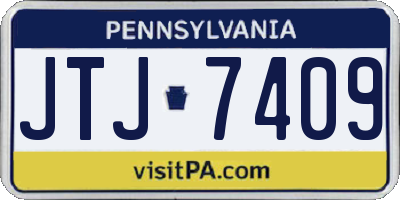 PA license plate JTJ7409