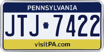 PA license plate JTJ7422