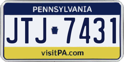 PA license plate JTJ7431