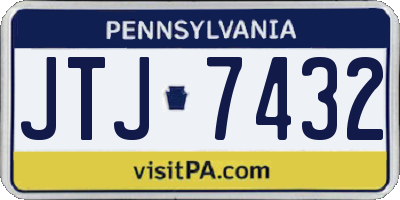 PA license plate JTJ7432