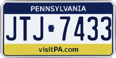 PA license plate JTJ7433