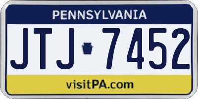 PA license plate JTJ7452