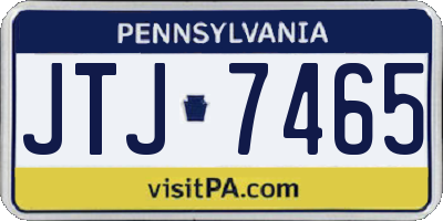 PA license plate JTJ7465