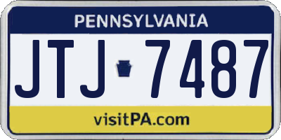 PA license plate JTJ7487