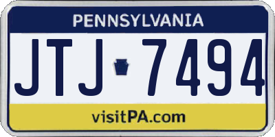 PA license plate JTJ7494