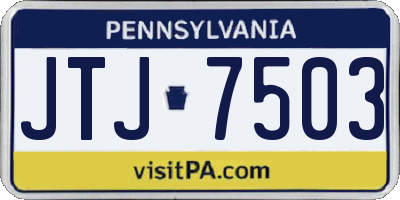 PA license plate JTJ7503