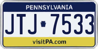 PA license plate JTJ7533