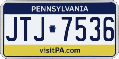 PA license plate JTJ7536