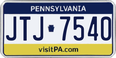 PA license plate JTJ7540