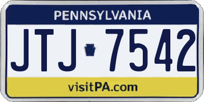 PA license plate JTJ7542