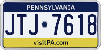 PA license plate JTJ7618
