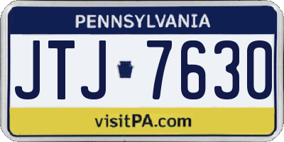 PA license plate JTJ7630