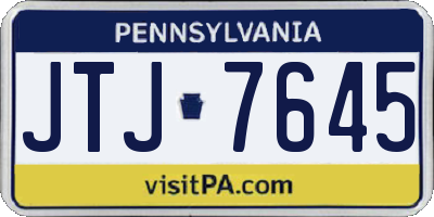 PA license plate JTJ7645