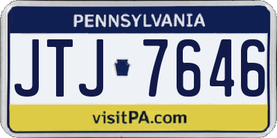 PA license plate JTJ7646