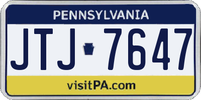 PA license plate JTJ7647