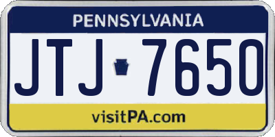 PA license plate JTJ7650