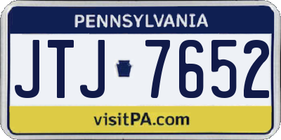 PA license plate JTJ7652