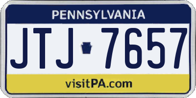 PA license plate JTJ7657