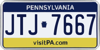 PA license plate JTJ7667