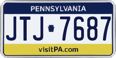 PA license plate JTJ7687