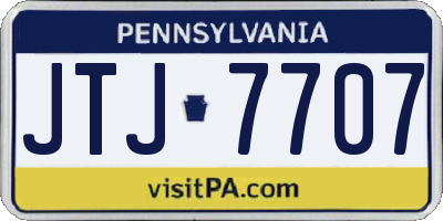PA license plate JTJ7707