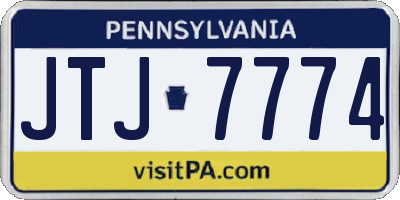 PA license plate JTJ7774