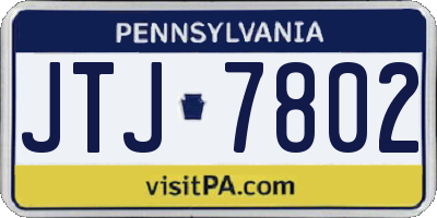 PA license plate JTJ7802