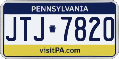 PA license plate JTJ7820