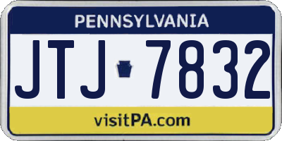 PA license plate JTJ7832