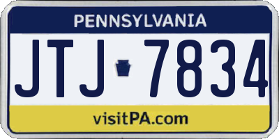 PA license plate JTJ7834