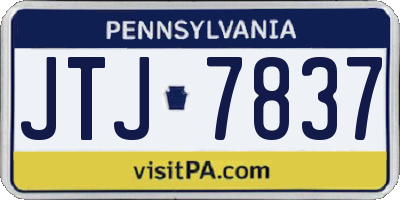 PA license plate JTJ7837