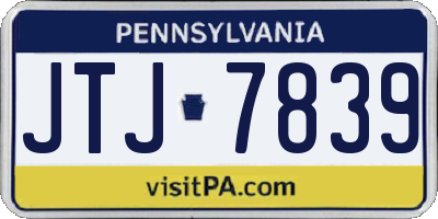 PA license plate JTJ7839