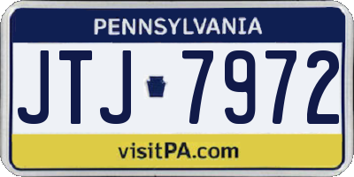 PA license plate JTJ7972