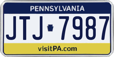 PA license plate JTJ7987
