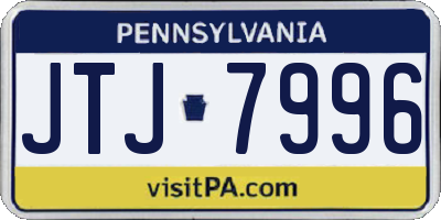 PA license plate JTJ7996