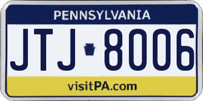 PA license plate JTJ8006
