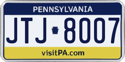PA license plate JTJ8007