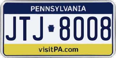 PA license plate JTJ8008