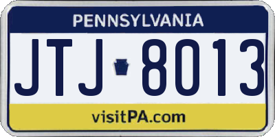 PA license plate JTJ8013