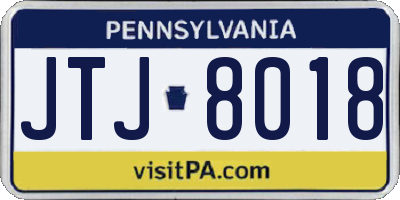PA license plate JTJ8018