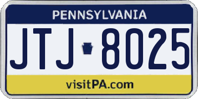 PA license plate JTJ8025